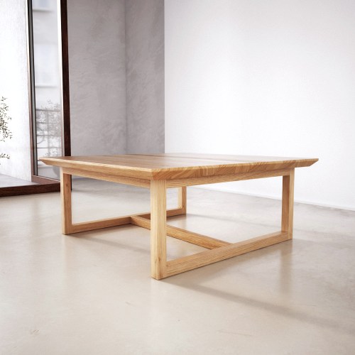 Tömör tölgyfa dohányzóasztal 100x100 cm-es asztallappal